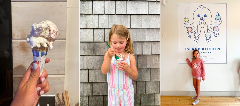 Ice cream cone from Jack & Charlie's as well as the Island Kitchen sign.